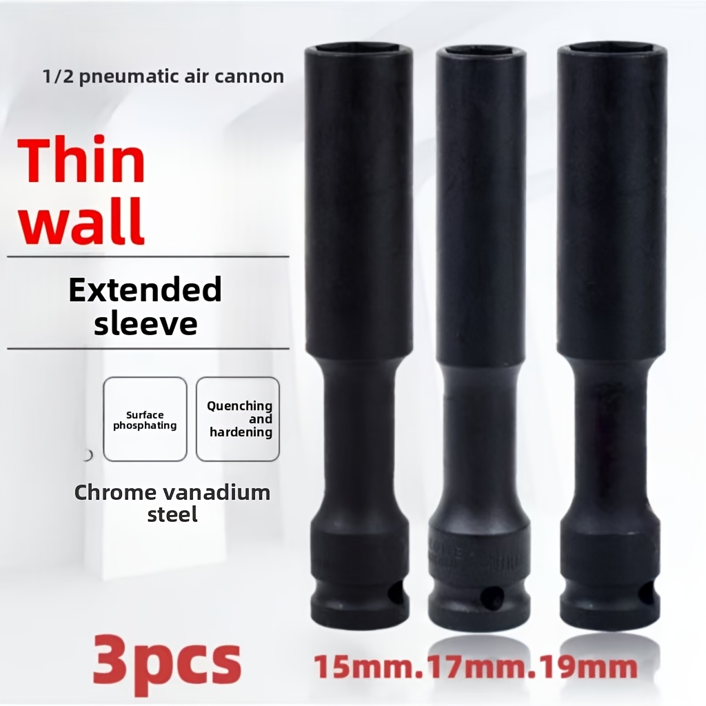 Power Tools Pneumatic - 1/3개입 1/2인치 확장형 얇은 벽 임팩트