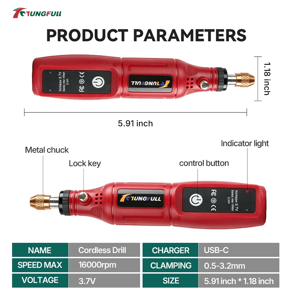 TUNGFULL 3.7V 무선 로터리 도구 USB 충전 - Power Tools On Sale 리뷰 및 가격
