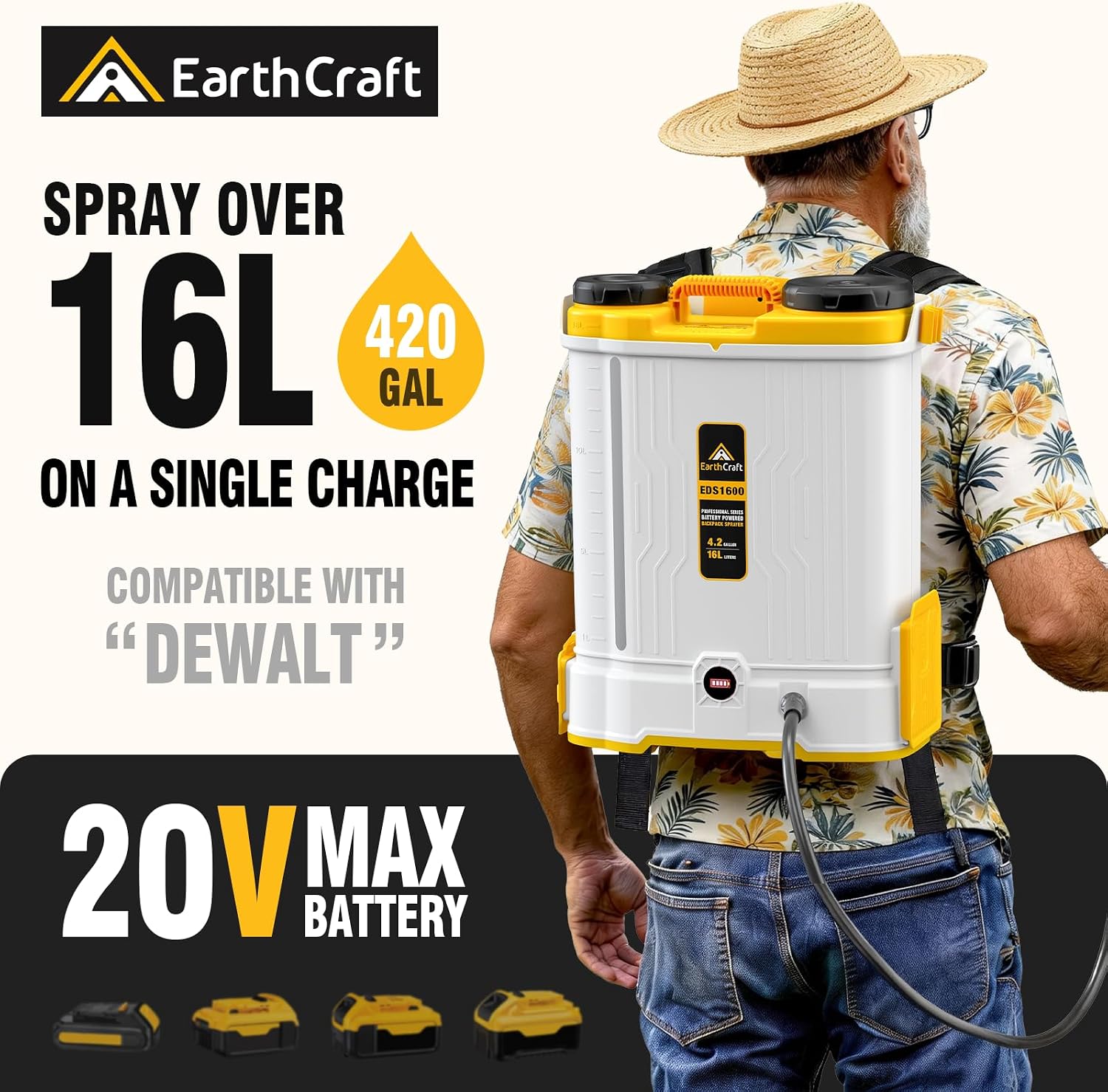 4.2갤런 배터리 구동 백팩 분무기, DeWalt 20 - Power Tools Yard 리뷰 및 가격
